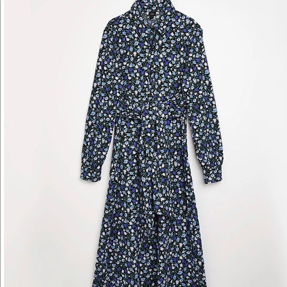 NWT River Island Navy/Multi Color Floral Midi Shirt Dress - Picture 4 of 15